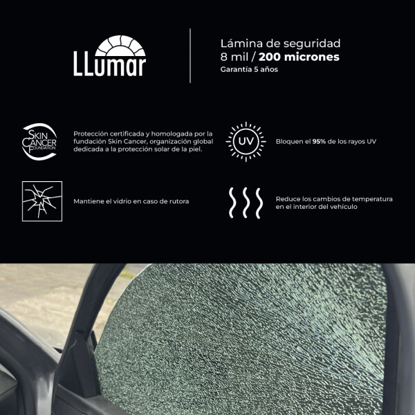 Polarizado Auto. Marca: Llumar. Tono: Semi Claro. 200 Micrones Polarizado Auto. Marca: Llumar. Tono: Semi Claro. 200 Micrones