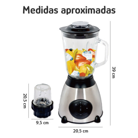 Licuadora Picadora 2 En 1 Vaso Vidrio 1,5L Ac. Inox 2500w Negro