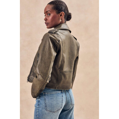 Campera Cuero Vegano Lavado Safari Lavado