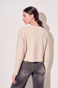 Cardigan Lazos Bouttonne Beige Melange