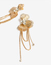 Aros Colgantes Largos Metal Aros Colgantes De Flor Metal - Dorado