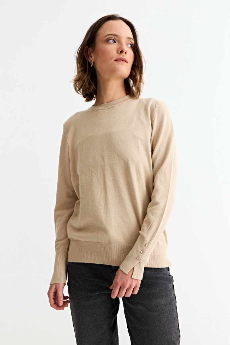 Sweater con detalle en manga BEIGE