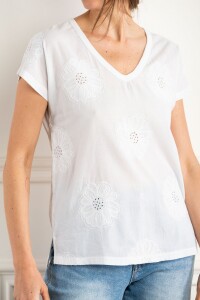 Remera Esocte V Algodón Soft Blanco
