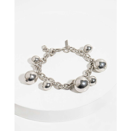 Pulsera Con Esferas De Metal Plateado Rodio