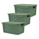 Set x3 Caja simil ratán 7,5 lts 31x21x14,7 cm VERDE