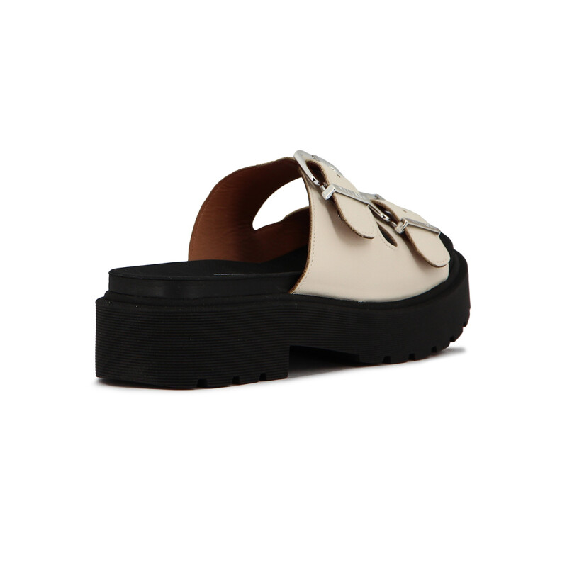 Sandalia Mujer Vizzano Dos Tiras Con Hebillas Blanco-negro