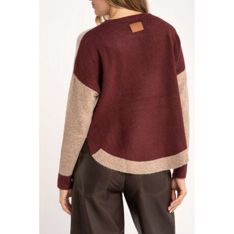 Sweater Color Block Bordeaux