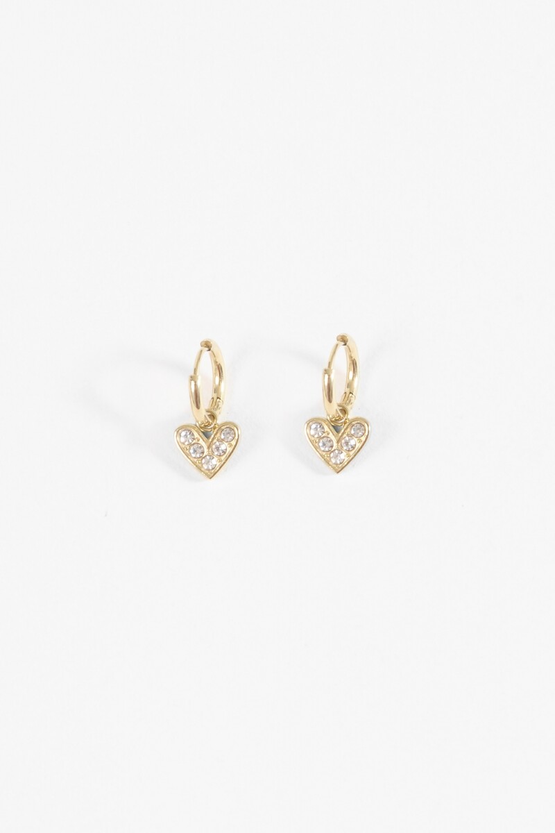 Aros acero con dije cora strass dorado
