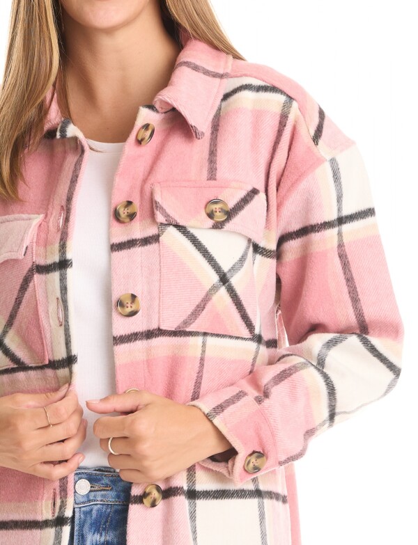 Sobrecamisa Larga Cuadros MULTI/ROSA