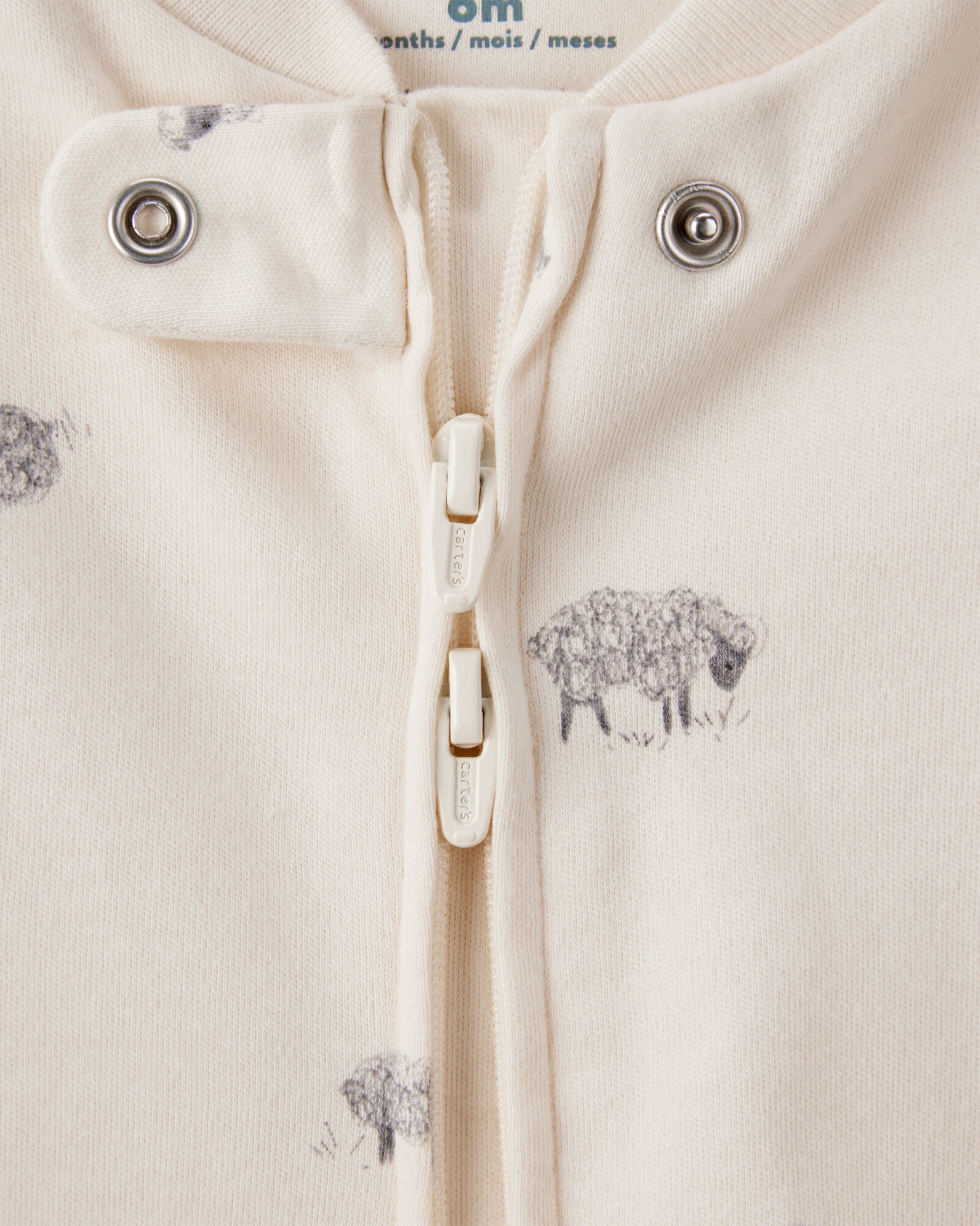 Pijama una pieza de algodón, con pie, diseño ovejas Sin color
