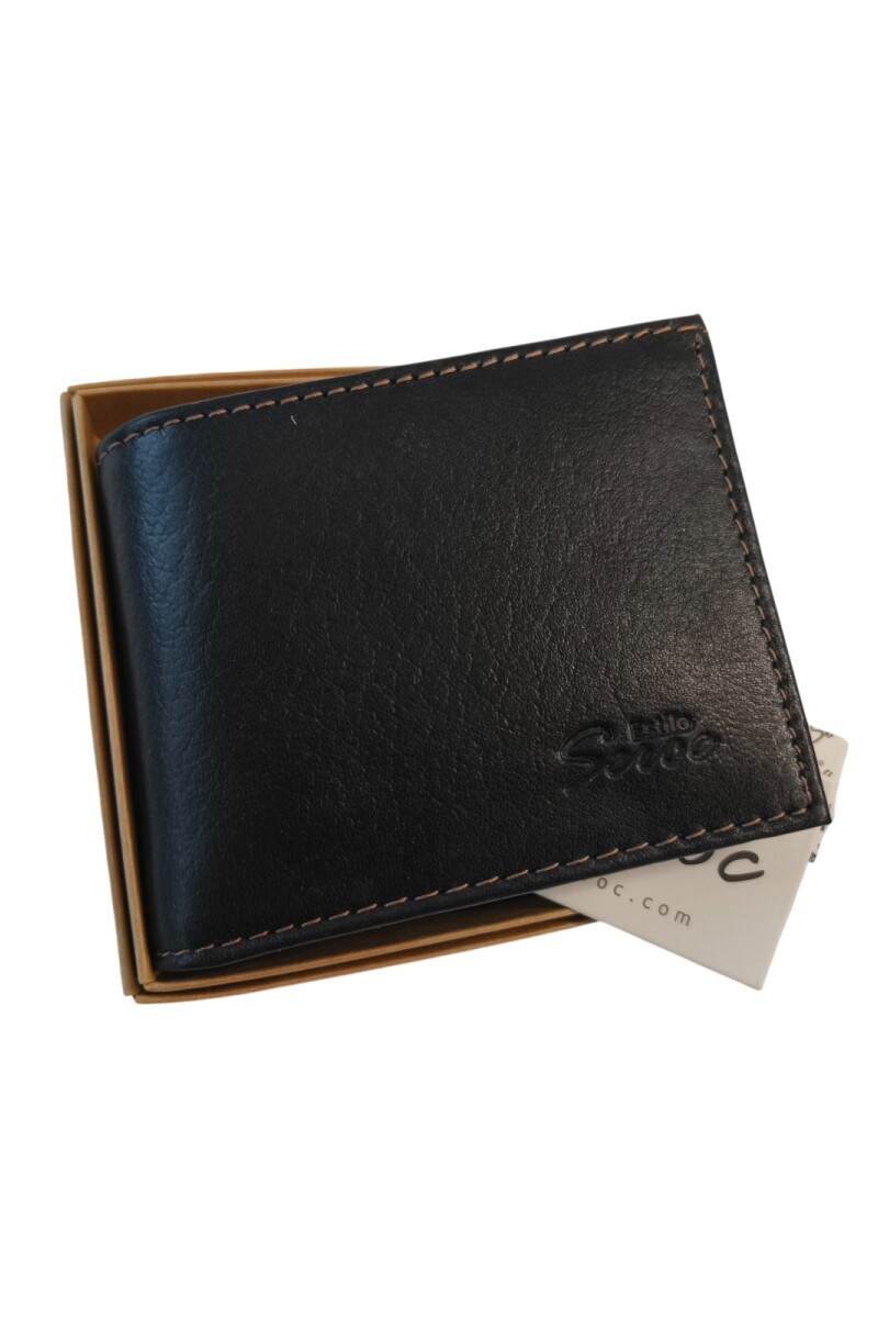 Billetera de cuero con visor Negro