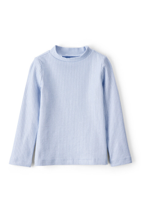 Remera de algodón acanalado, con cuello y brillo Sin color