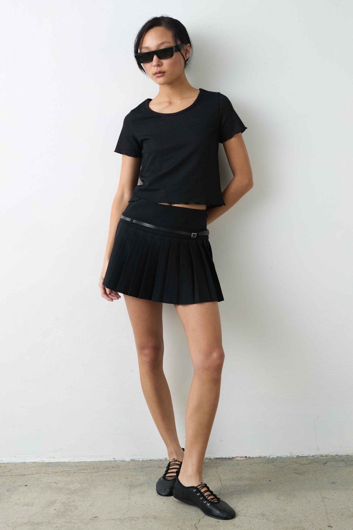 Top Camelia Negro Lurex