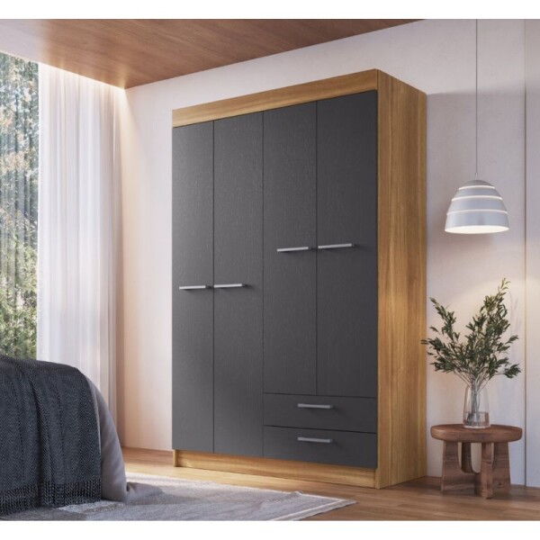 ROPERO 4 PUERTAS 2 CAJONES - GRAFITO/NOGAL ROPERO 4 PUERTAS 2 CAJONES - GRAFITO/NOGAL
