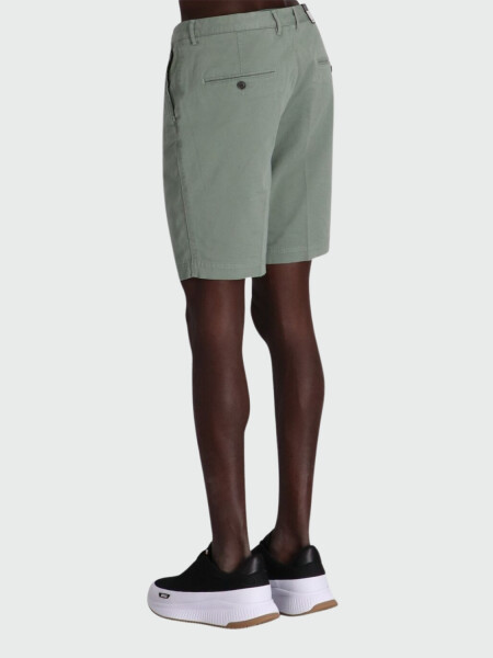 BOSS -Bermudas slim fit de gabardina de algodón elastizado Verde claro
