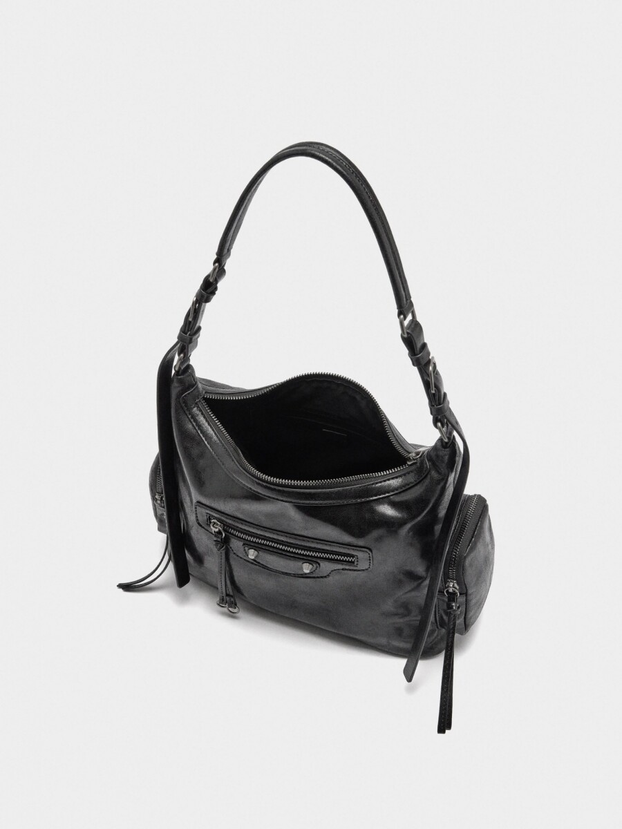 Bolso De Hombro De Efecto Envejecido negro