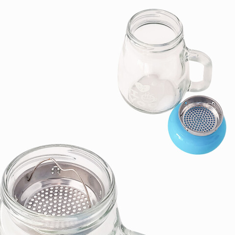 Taza de vidrio de colores c/tapa 300ml Taza De Vidrio De Colores C/tapa 300ml