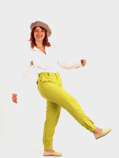 Bombacha dama lino verde manzana
