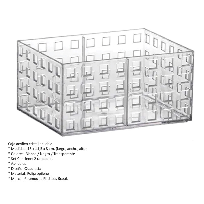 Caja organizadora acrílico apilable P TRANSPARENTE