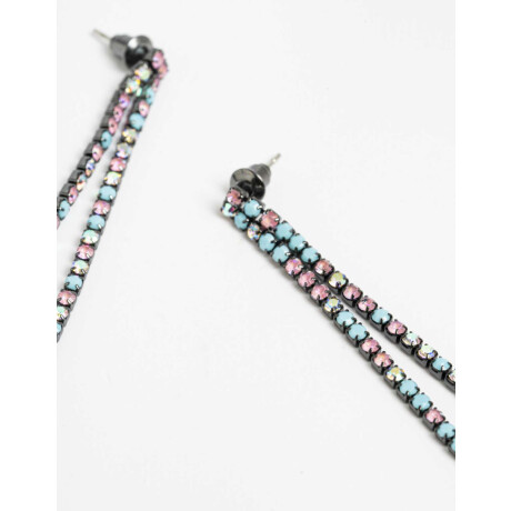 Aros Colgantes Largos Strass Combinacion Multicolor