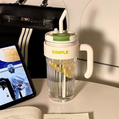 Vaso con manija y sorbito Blanco