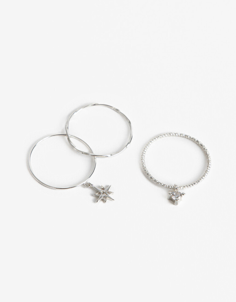 Sets Anillos Metal Set De Anillos De Plata 925 - Plateado