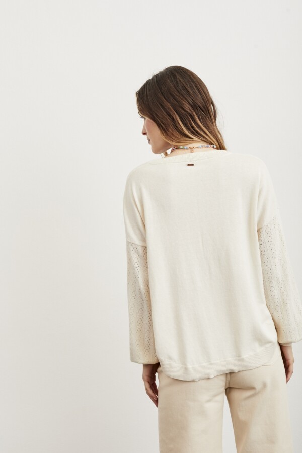 Sweater Manga Globo Nácar