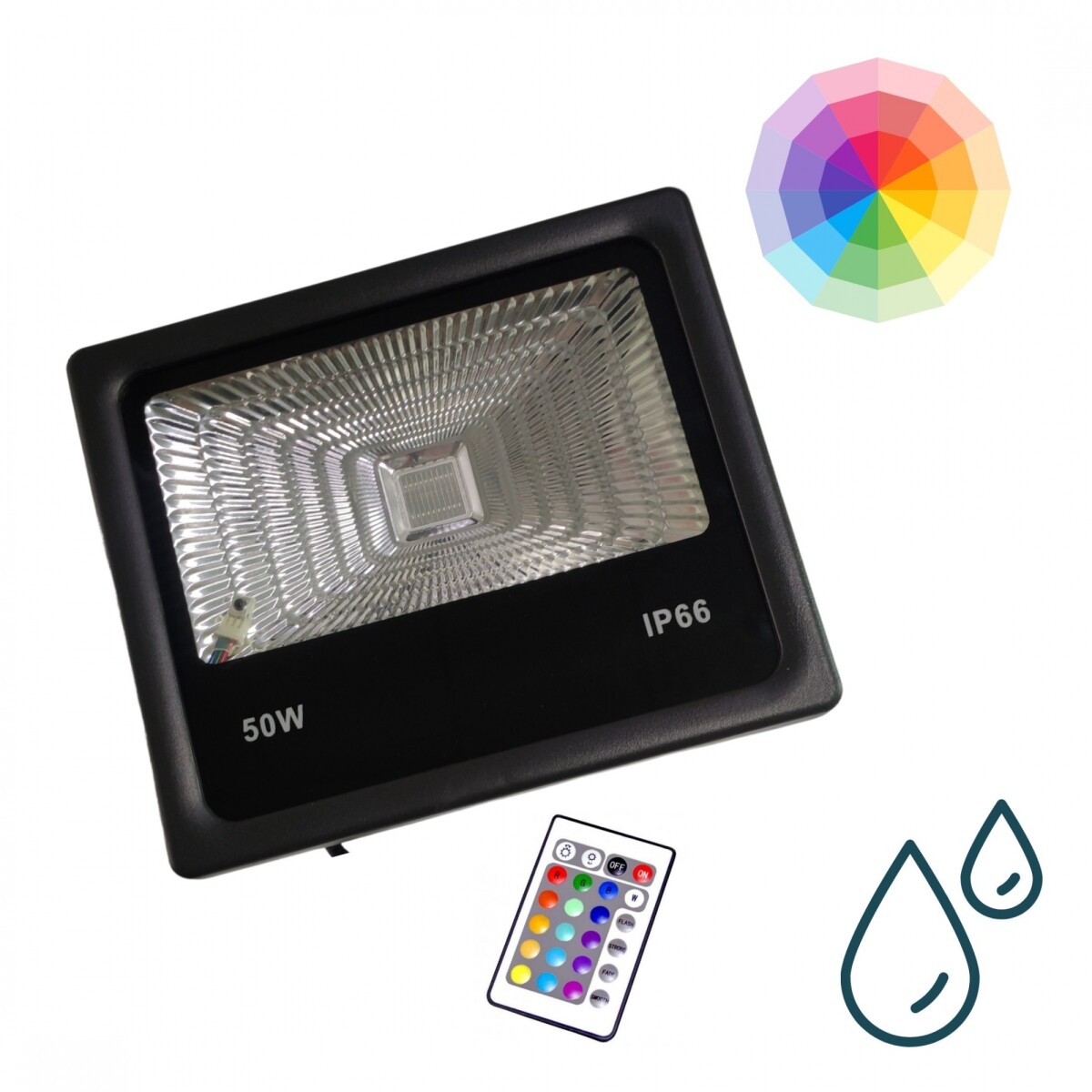 Foco Led Reflector 50W RGB Multicolor a control remoto 