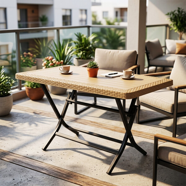 Mesa plegable de exterior Beige