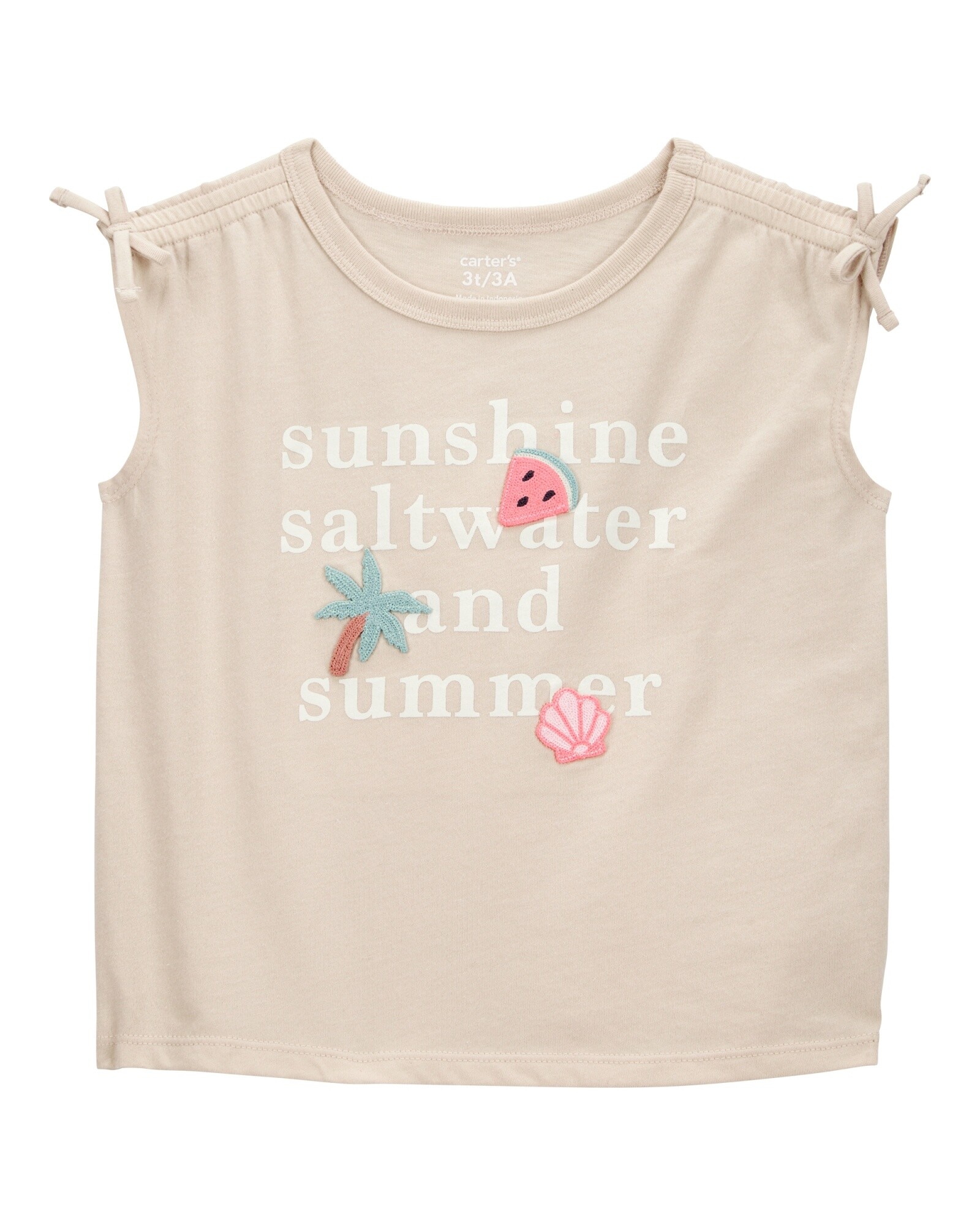 Musculosa de algodón, con lazos y estampado Sin color