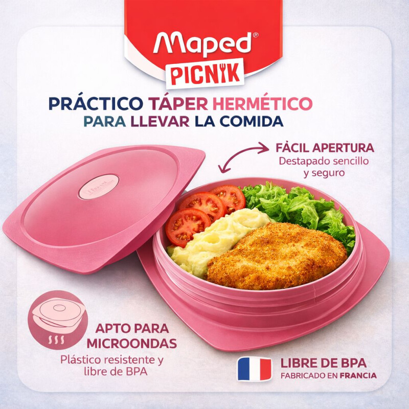 Tupper Hermético Anti Derrames 900ml Maped- Rosado Tupper Hermético Anti Derrames 900ml Maped- Rosado