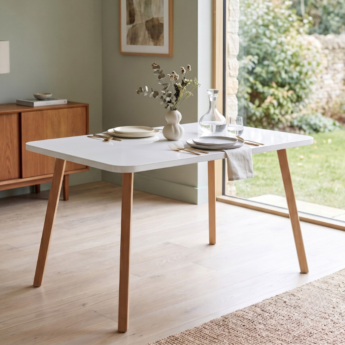 Mesa de comedor Rectangular Vidrio Hielo - Ariel 