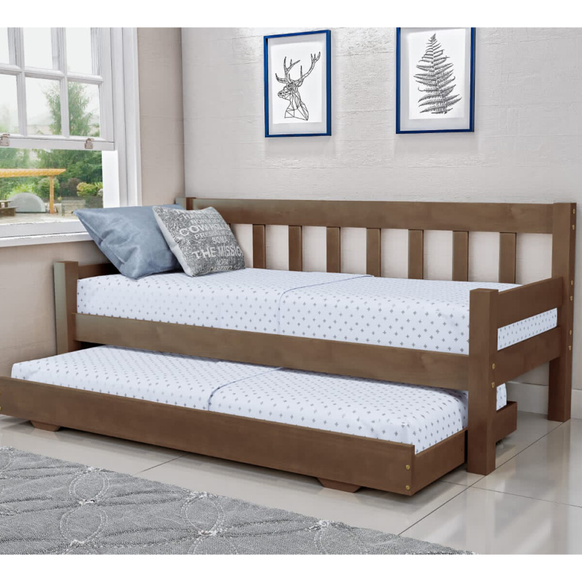 Cama marinera en madera maciza Imbuia 