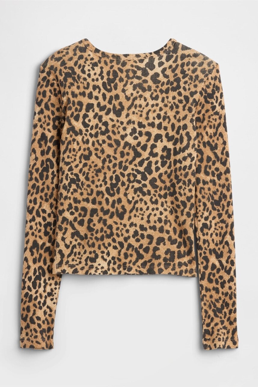 Remera Rib Niña Leopard