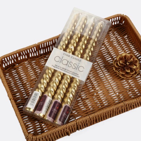 Pack de velas metalizadas torneadas x4 unidades Dorado