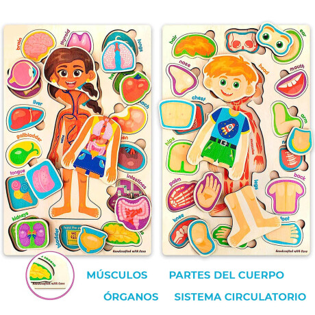 Set X2 Puzzles Cuerpo Humano Rompecabezas Madera Jug001104