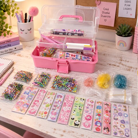 Valija Para Hacer Pulseras Llaveros para Niñas o Niños Set 1200 Piezas IMBACK Valija Para Hacer Pulseras Llaveros para Niñas o Niños Set 1200 Piezas IMBACK