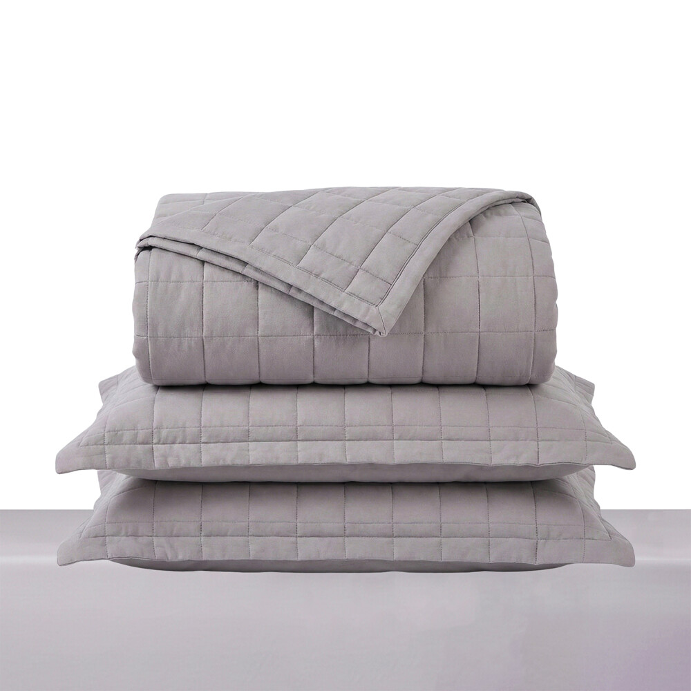 Acolchado mas Fundas 2 Plazas - Basic 200 Hilos Gris