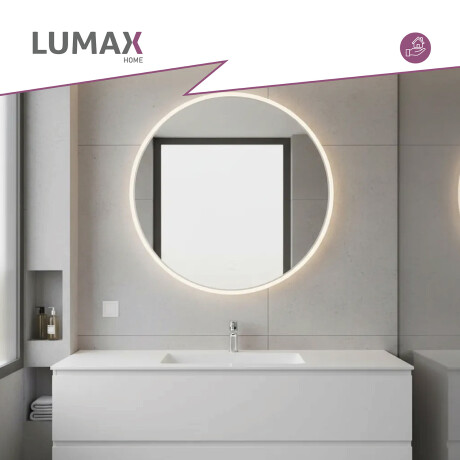Espejo Lumax Doddy marco redondo con desempañador y luz 60cm Blanco