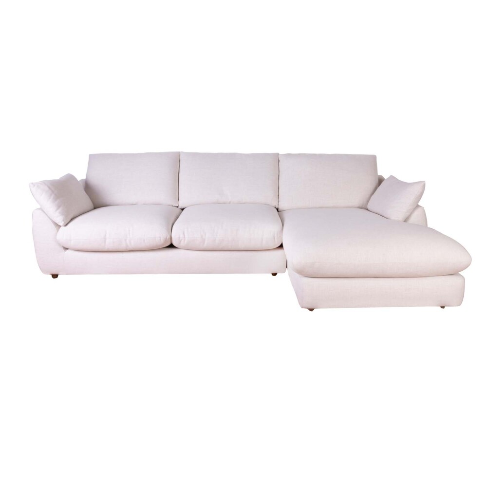 SOFÁ C/CHAISE MÁS DE 4 CUERPOS TELA NATURAL-BEIGE BRASCO BEIGE