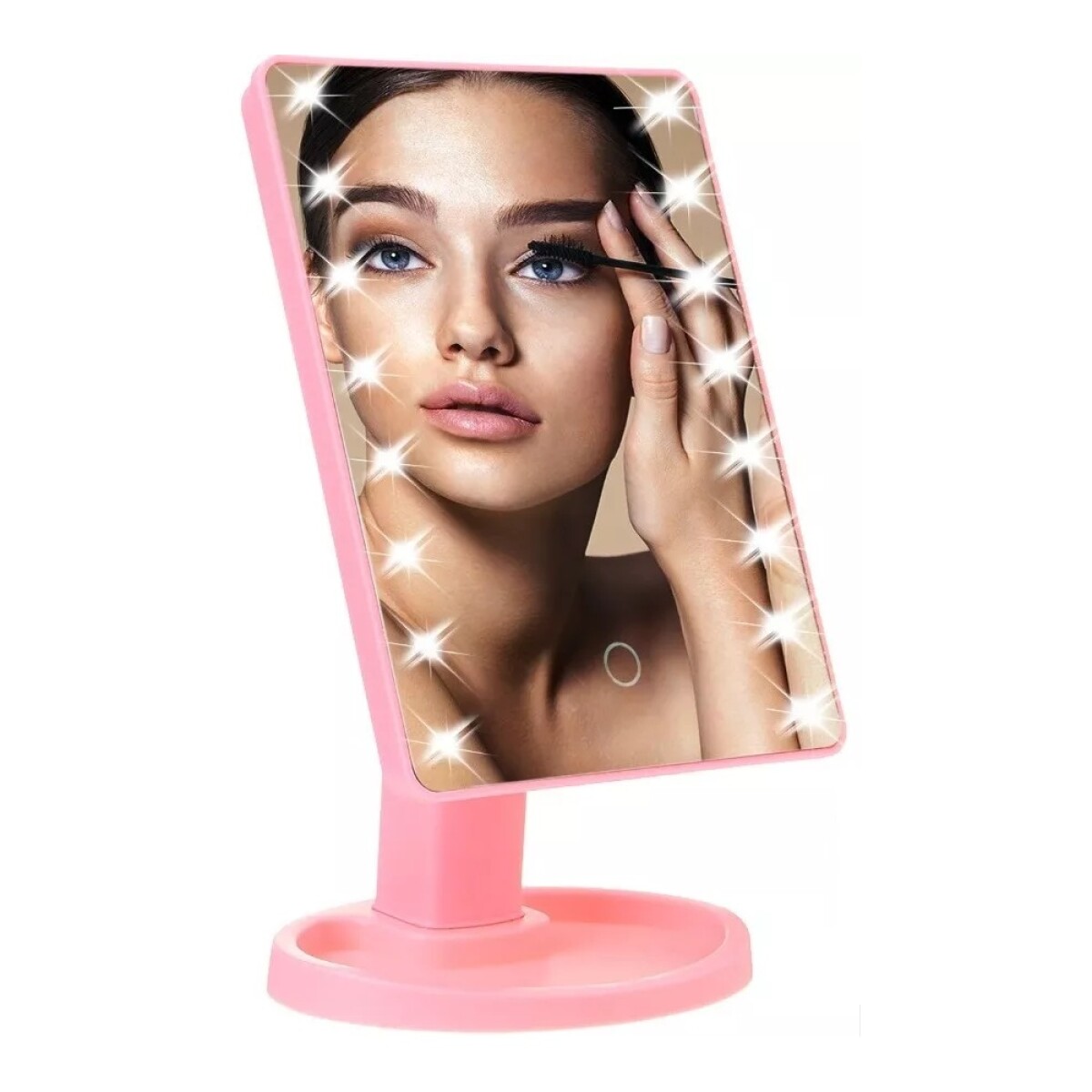 Espejo Para Maquillaje 16 Luces Led Táctil Rotación 360º - Rosa 