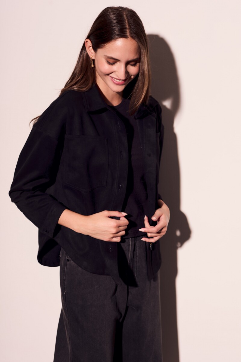 Sobrecamisa Gamuza Cuero Vegano Negro