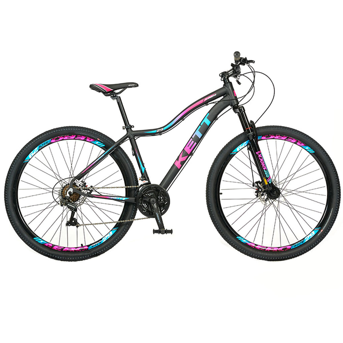 Bicicleta Montaña Rod 27 C/ Cambios Freno Disco - Rosa/Azul 