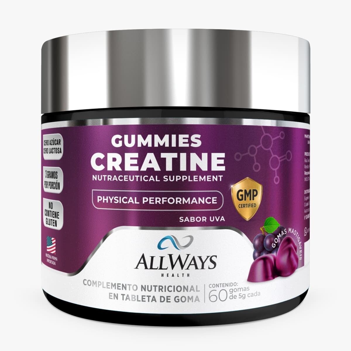 CREATINE GUMMIES SABOR UVA X 60 GOMAS 