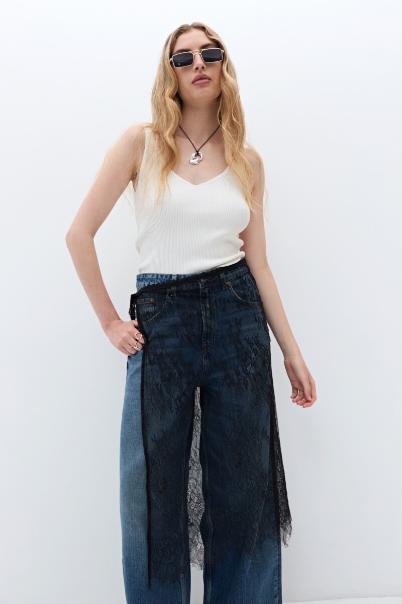 Falda pareo encaje negro