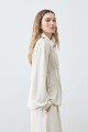 Camisa con frunces beige melange