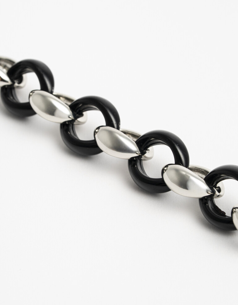 Pulseras Flexibles Resina Pulseras Flexibles Black Resin - Plateado Rodio