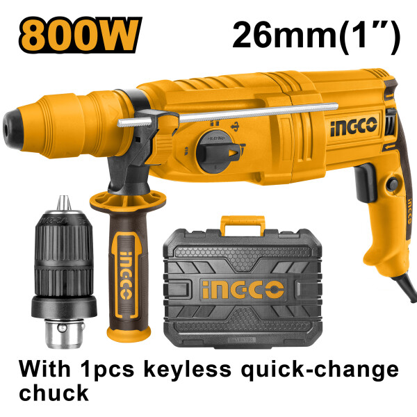 ROTOMARTILLO C/MANDRIL ADAPTADOR INGCO RGH9028-2 800W 0-1200RPM 2.5 JOULE ROTOMARTILLO C/MANDRIL ADAPTADOR INGCO RGH9028-2 800W 0-1200RPM 2.5 JOULE