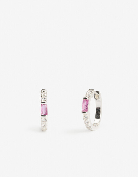 Aros Argollas Cubic zirconia Argollas Bañadas En Plata - Plateado