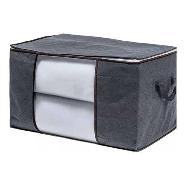 Caja Organizadora De Tela Guarda Mantas Ropa 60x45x30 Cm Variante Color Gris